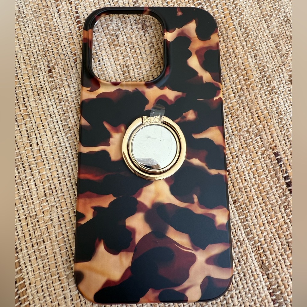NEW! iPhone 14 pro Tortoise Shell Phone Case with Gold Ring